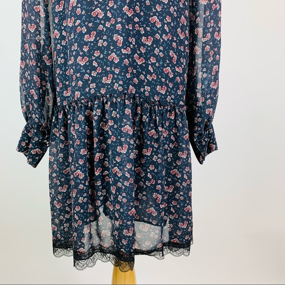 See By Chloe Floral Haze Lace Trim Dress Sz 42 - Picture 12 of 14